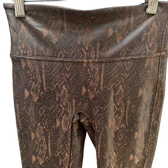 Spanx Faux Leather Snakeskin Print Leggings Compression Booty Lift High Waist SM - Picture 3 of 7